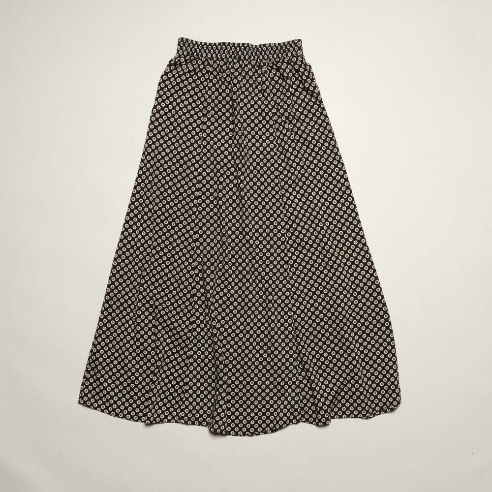 Vintage Black and Tan Daisy Print A-Line Maxi Skirt Size S